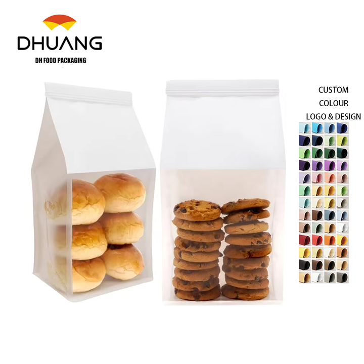 Brown Paper Custom Logo Baking and Toast Bag with Window Tin Tie Label Lock for Coffee and Tea Carton Packed Custom Bread Bags