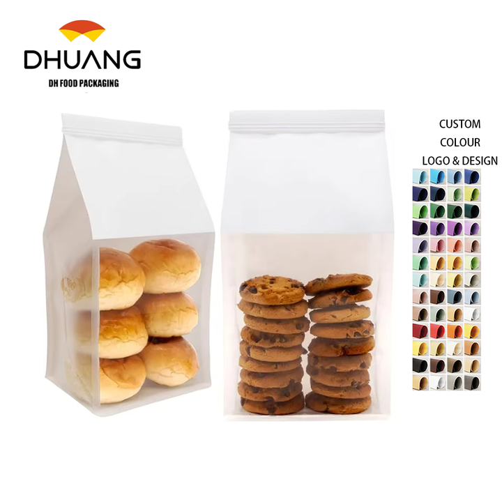 Brown Paper Custom Logo Baking and Toast Bag with Window Tin Tie Label Lock for Coffee and Tea Carton Packed Custom Bread Bags