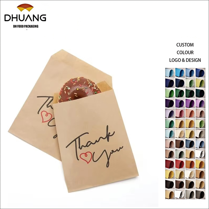 Brown Paper Thank You Printed Treat Bags Party Favor Bag for Bakery Cookies Sandwich Soap Packing Oil-proof Paper Bag