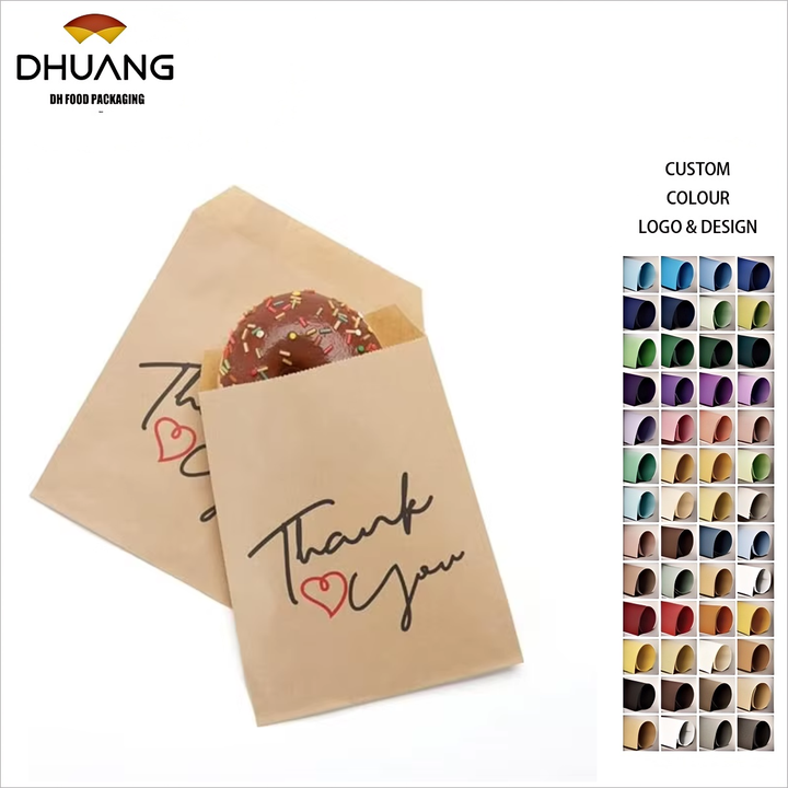 Brown Paper Thank You Printed Treat Bags Party Favor Bag for Bakery Cookies Sandwich Soap Packing Oil-proof Paper Bag