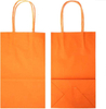 Small Orange Kraft Paper Gift Bags Handles Eco-Friendly Biodegradable for Craft Shoe Use Brown Kraft Material Shopping Bag