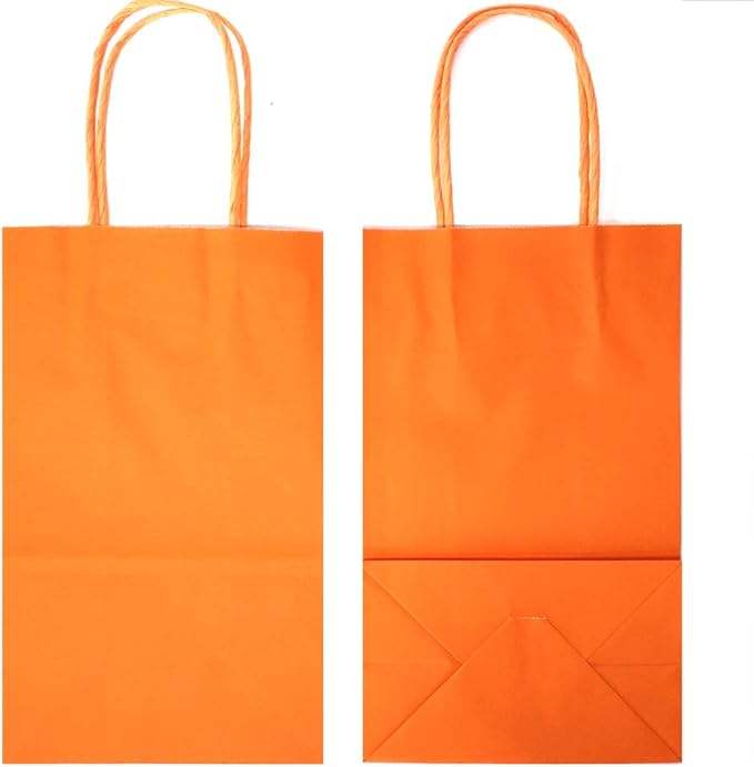 Small Orange Kraft Paper Gift Bags Handles Eco-Friendly Biodegradable for Craft Shoe Use Brown Kraft Material Shopping Bag