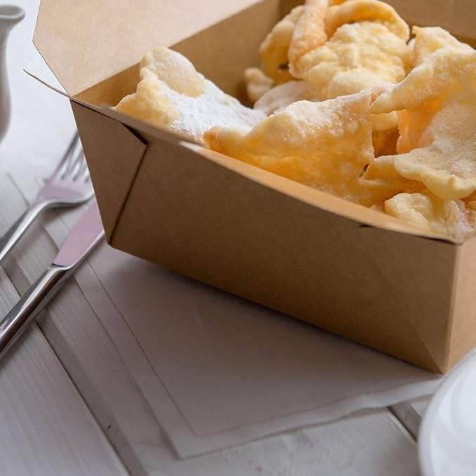 Box - Label Lock Closed Heat Resistant Kraft Paper Disposable Lunch Box Is Oil Resistant to Hot and Cold Foods Food Box