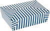 Durable 71 oz Disposable Striped Blue and White Paper Food Container for Takeout-Quality Paper Boxes Food Box