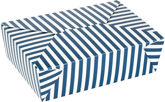 Durable 71 oz Disposable Striped Blue and White Paper Food Container for Takeout-Quality Paper Boxes Food Box