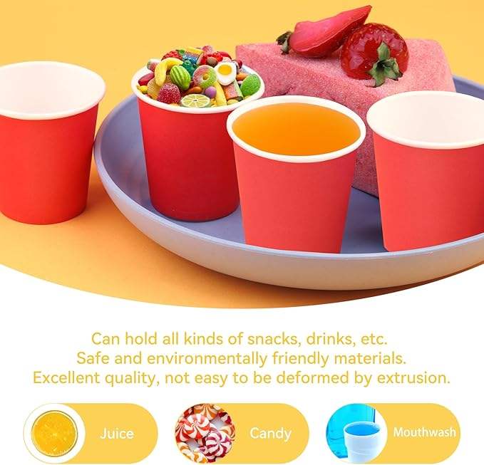 Red Paper Cups Mouthwash Disposable Bathroom Small Paper Birthday Parties Picnics Custom Paper Cups