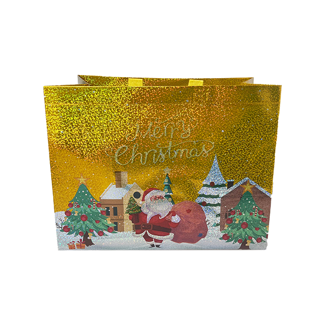 Custom Printed Laser-coated Aluminum Foil-coated Non-woven Fabric Gift Bags for Wholesale in Christmas Styles Shopping Bag