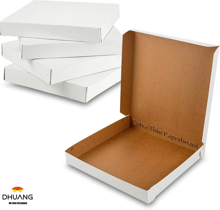 White Pizza Box Clay Coated Cardboard Pizza Box for Cookies Cakes Taco Custom Pizza Boxs
