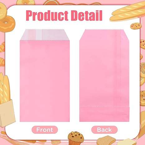 Small pink Paper Therapy Bags Candy Kraft Paper Bags Loose Snacks Popcorn Candy Sandwich Party