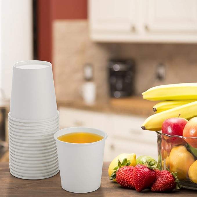 6oz Disposable White Paper Cups 300 Pack for Coffee Tea Water or Juice Eco-Friendly and Stylish