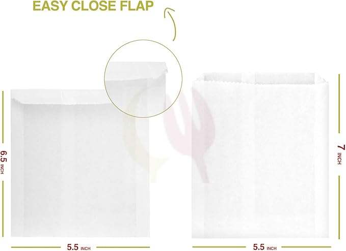 White Grease Resistant Gusseted Paper Sandwich Bags for Packaging for Sandwiches and Deli Foods Oil-proof Paper Bag