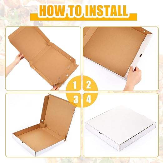 Bulk Reusable Large Square Cardboard Pizza Container Matte Finish Embossed Takeout Restaurant Pizza Custom Pizza Boxs
