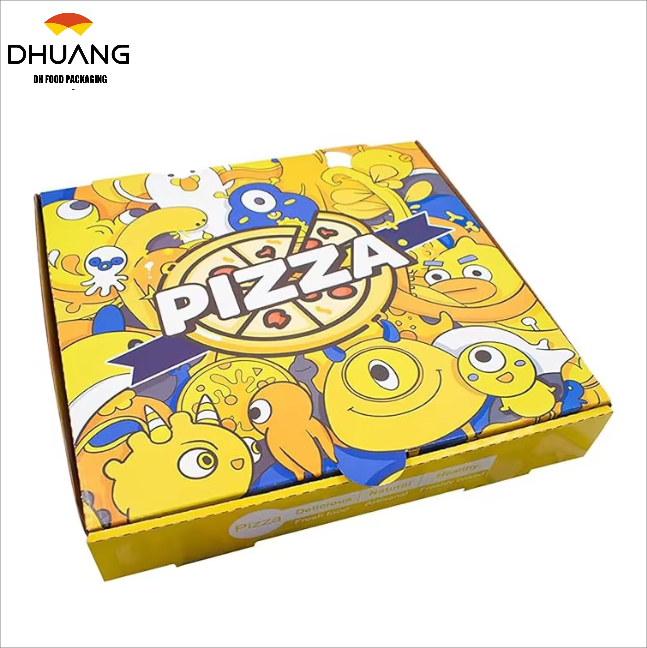 Pizza Box Takeout Protected Delivery Container Foldable Corrugated Cardboard square Carton Pattern Portable Custom Pizza Box