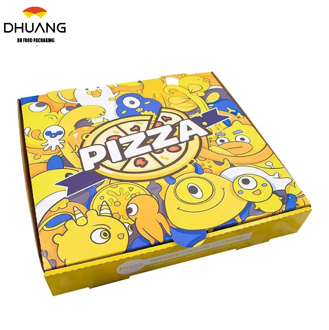 Pizza Box Takeout Protected Delivery Container Foldable Corrugated Cardboard square Carton Pattern Portable Custom Pizza Box