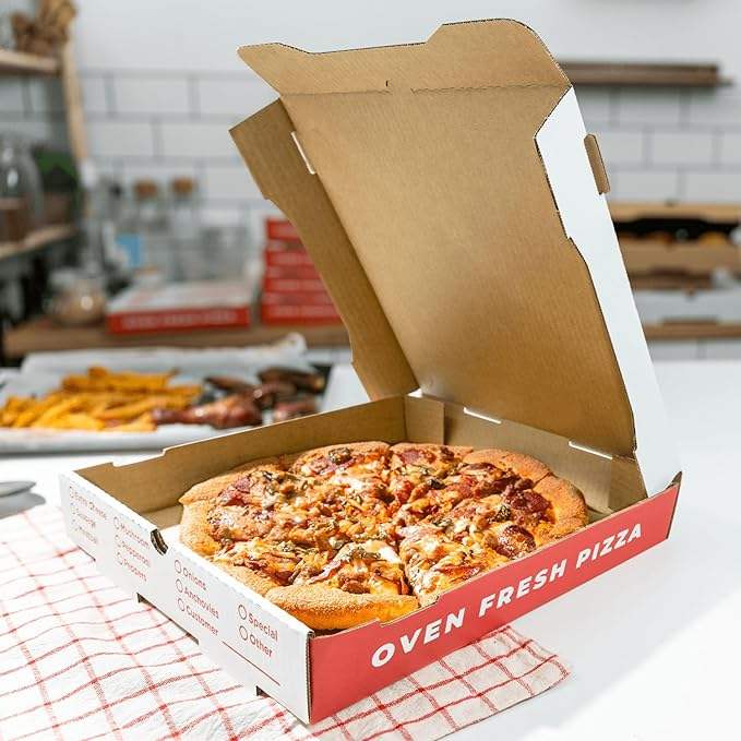 Pizza Box Red Printed Oil-proof Corrugated Paper Suitable for Small Individual Custom Pizza Boxs