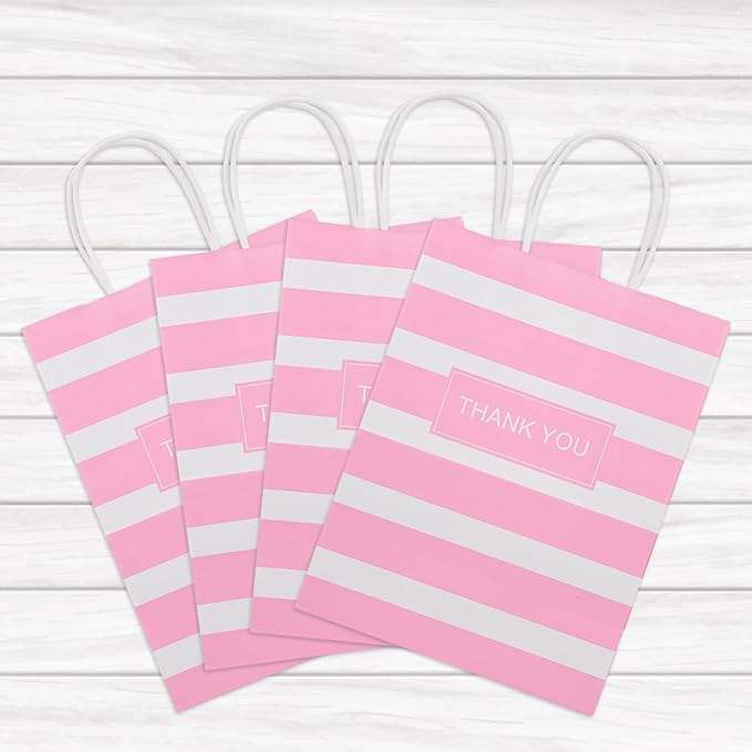 Recyclable Pink Kraft Paper Bag Custom Logo Gift Bag for Business Boutiques Parties and Weddings for Promotion Shopping Bag