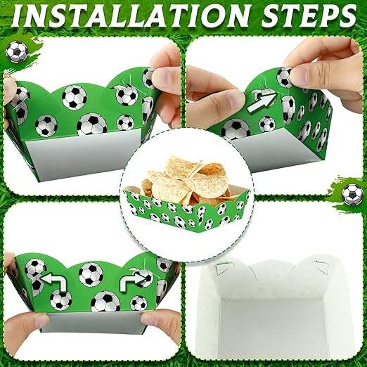 Packs Football Party Decoration Paper Food Tray Food Boat for Licensed Food, Condiments, Carnival (Football)