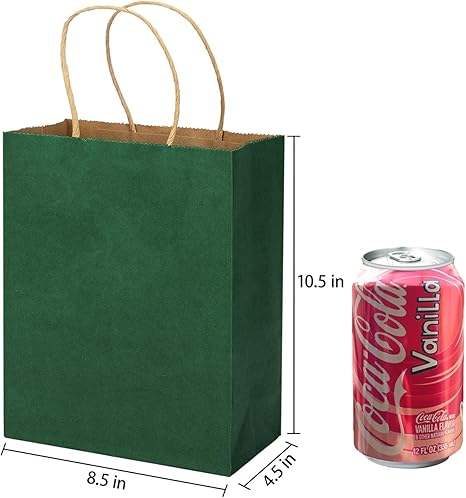 For Forest Green Kraft Paper Gift Bag Eco-Friendly Bulk Kraft Paper Bag for Birthday Party Craft or Supermarket Packaging