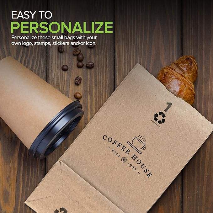 Kraft Small Brown Paper Bags Mini Size Bag for Packing Breakfast Food Snack Lunch Blank Bulk Pack Disposable Sack Shopping Bag