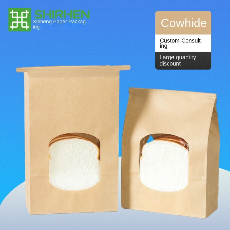 Wholesale Kraft Paper Bag for Toast Bread Tea and Snacks Transparent Packaging With Gravure Printing Custom Bread Bags