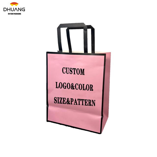 Hand-held Shopping Bags with Your Own Logo Customizable Brown Kraft Paper Food Takeaway Retail Shopping Bags