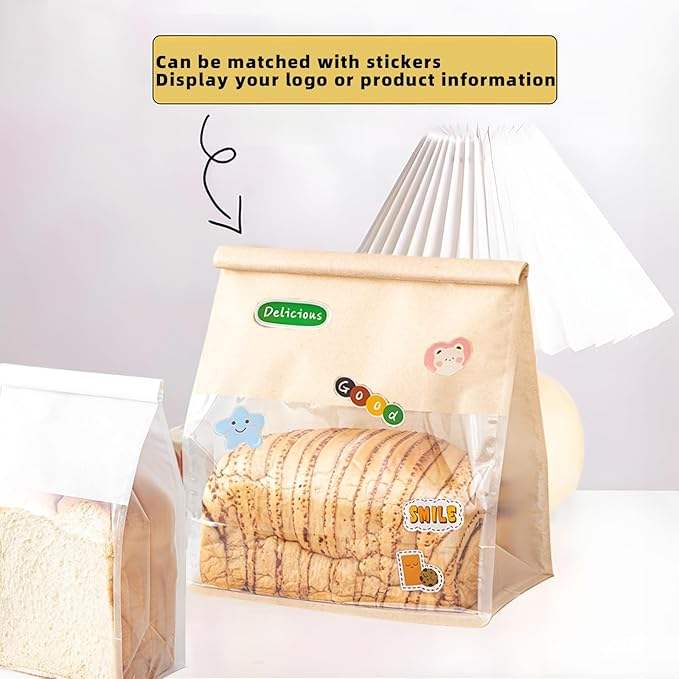 Bread Bags With Tin Knot With Window Bakery Bags Homemade Bread for Sandwich Cookie Custom Bread Bags