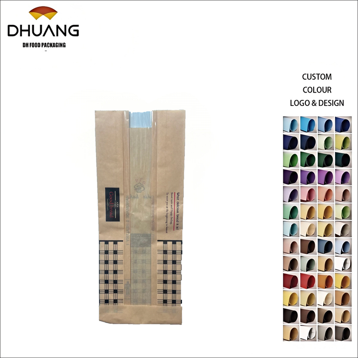 Custom Printed Brown Bread Bag Brown Paper French Bread Toast Bag Suitable for Doughnuts and Muffins Oil-proof Paper Bag
