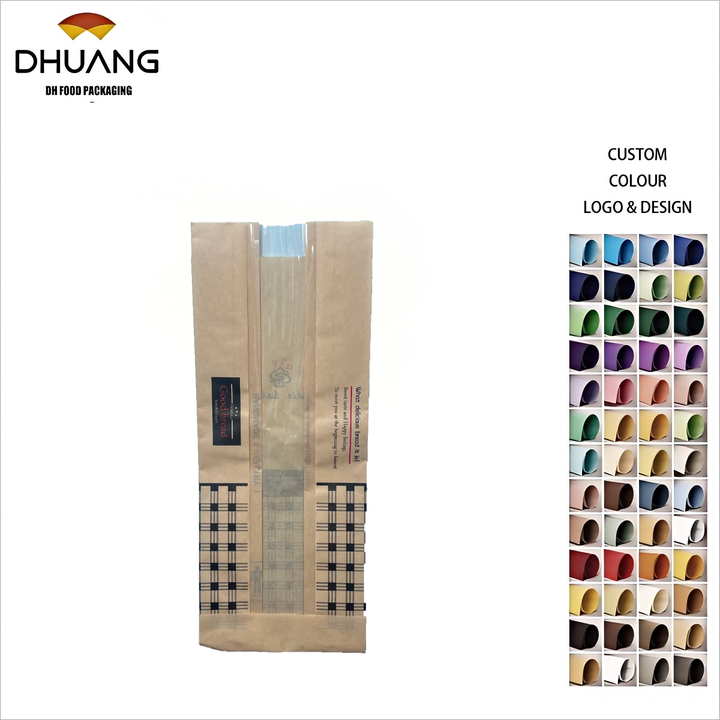 Custom Printed Brown Bread Bag Brown Paper French Bread Toast Bag Suitable for Doughnuts and Muffins Oil-proof Paper Bag