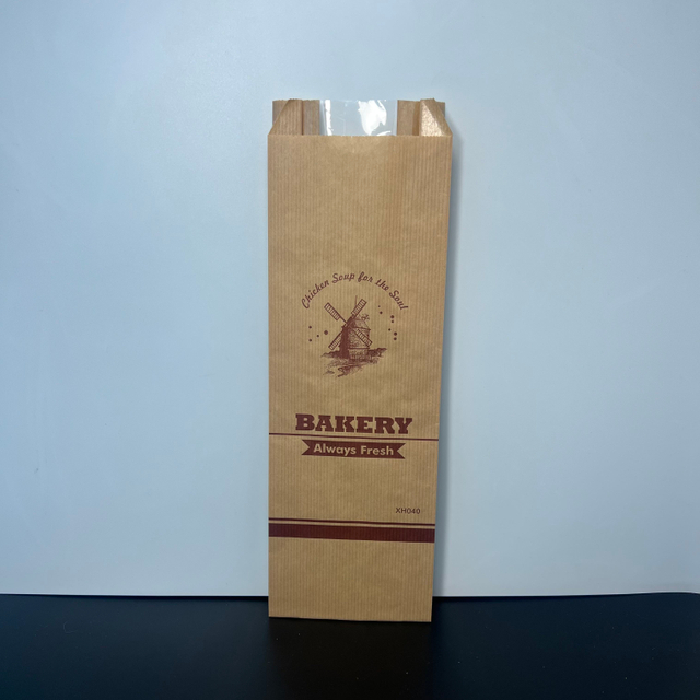 Durable and Easy to Carry Bottom Tip Bread Bag Kraft Paper Baking Storage Bag Oil-proof Paper Bag