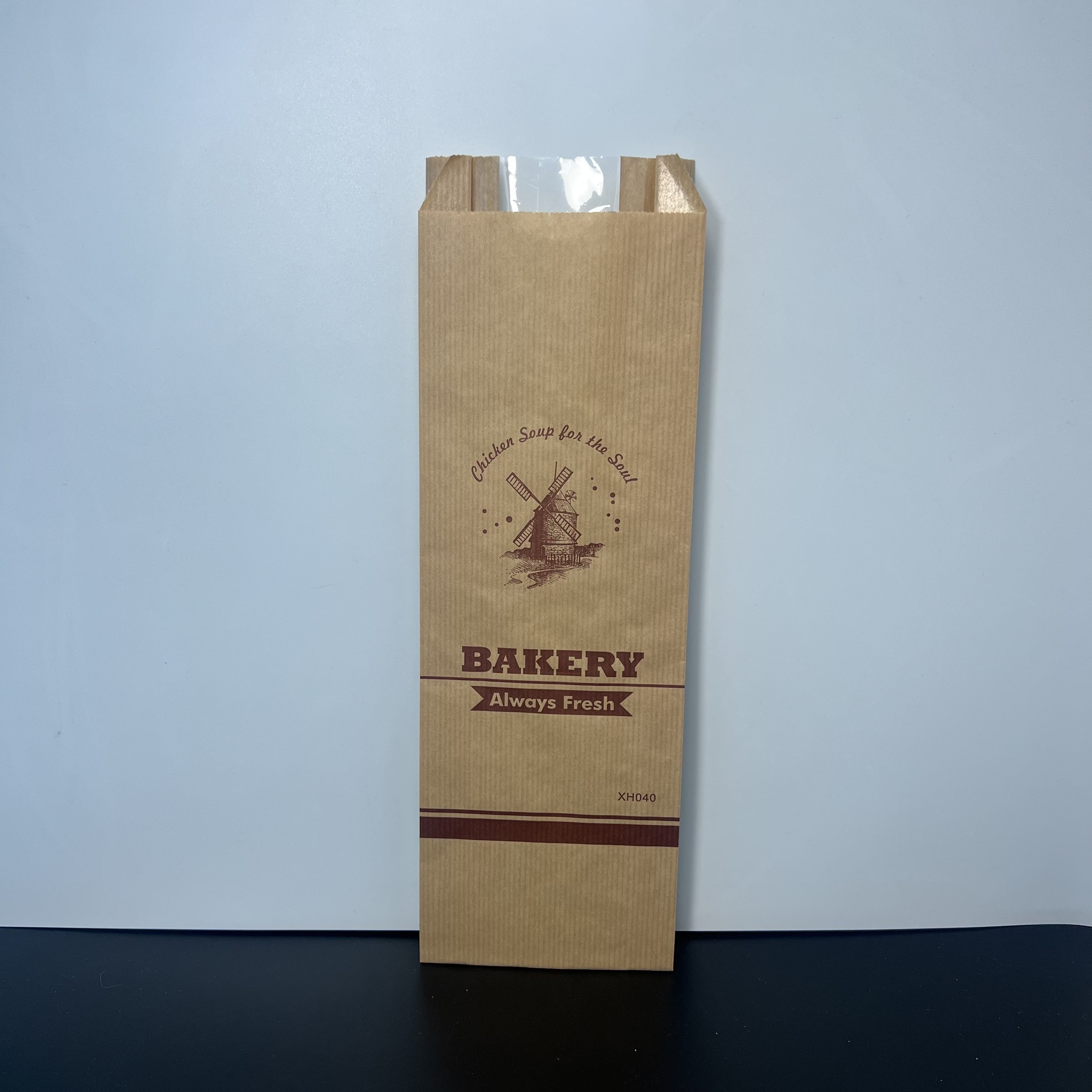 Durable and Easy to Carry Bottom Tip Bread Bag Kraft Paper Baking Storage Bag Oil-proof Paper Bag