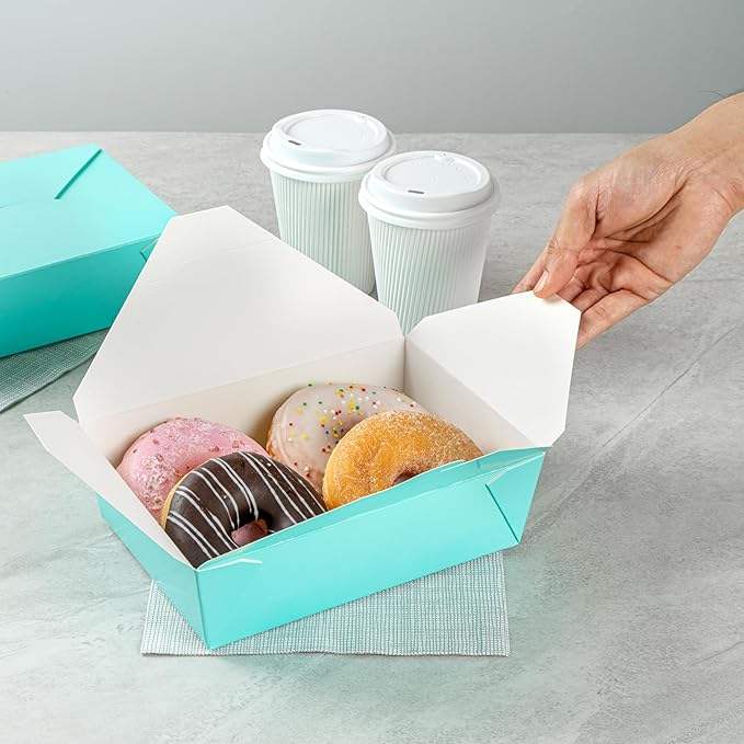 8.5 X 6.2 X 2.6 Inch Food Container, Durable Disposable Takeout Box, 71 oz Turquoise Paper for Takeout Orders or Picnics