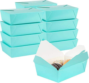 8.5 X 6.2 X 2.6 Inch Food Container, Durable Disposable Takeout Box, 71 oz Turquoise Paper for Takeout Orders or Picnics