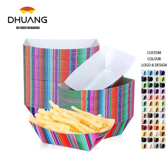 Nachos Tray Disposable Food Tray Carnival Party Assembly Paper Hot Dog Taco Boat Mexican Party Supplies (2 LBS)