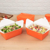 Box Label Lock Closed Heat Resistant Orange Paper Disposable Lunch Box Oil Resistant to Hot and Cold Foods Food Box