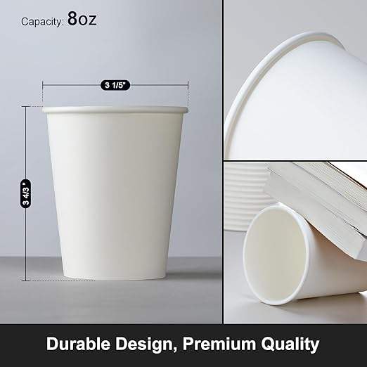8 oz Paper Disposable Coffee Cups for Hot and Cold Drinks Coffee Shops Offices and Restaurants Coffee Cup