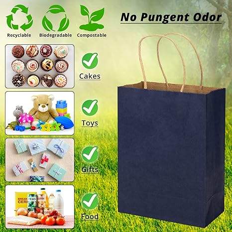 Navy Gift Craft Paper Gift Bag with Handle Heavy Duty Matte Tote Bag CUSTOM Shopping Bag