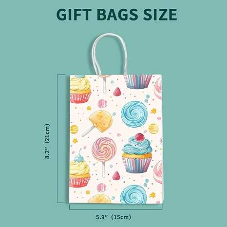 Gift Bag Paper Bag with Handle Party Birthday Wedding Small Paper Shopping Bag (Candy Cakes)