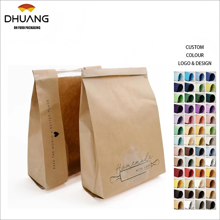 Customized Pattern LOGO with Window Bread Bag with Label Bread Baking Food Packaging Bag Custom Bread Bags