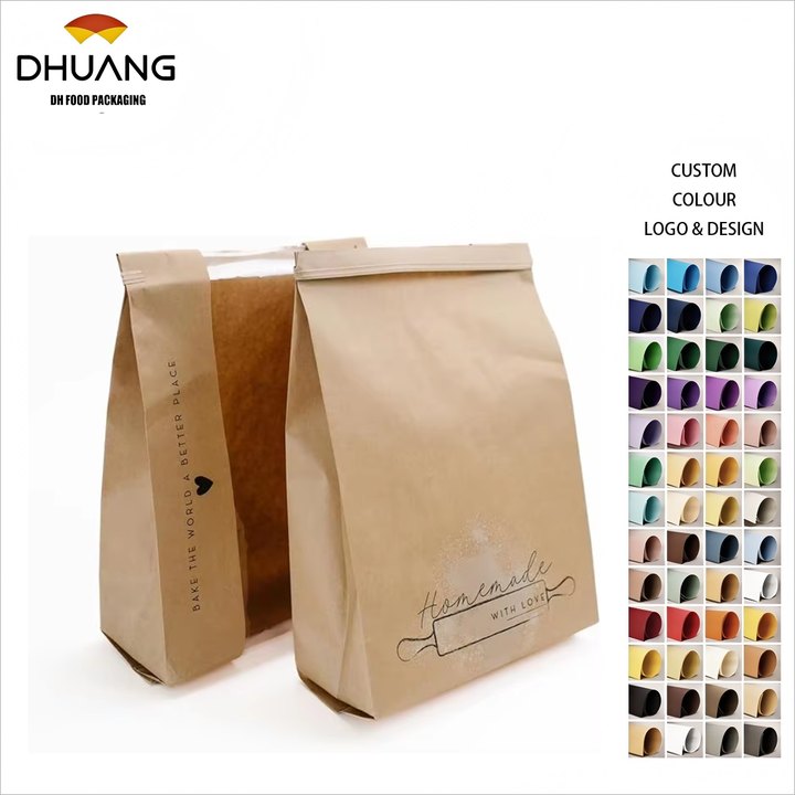 Customized Pattern LOGO with Window Bread Bag with Label Bread Baking Food Packaging Bag Custom Bread Bags