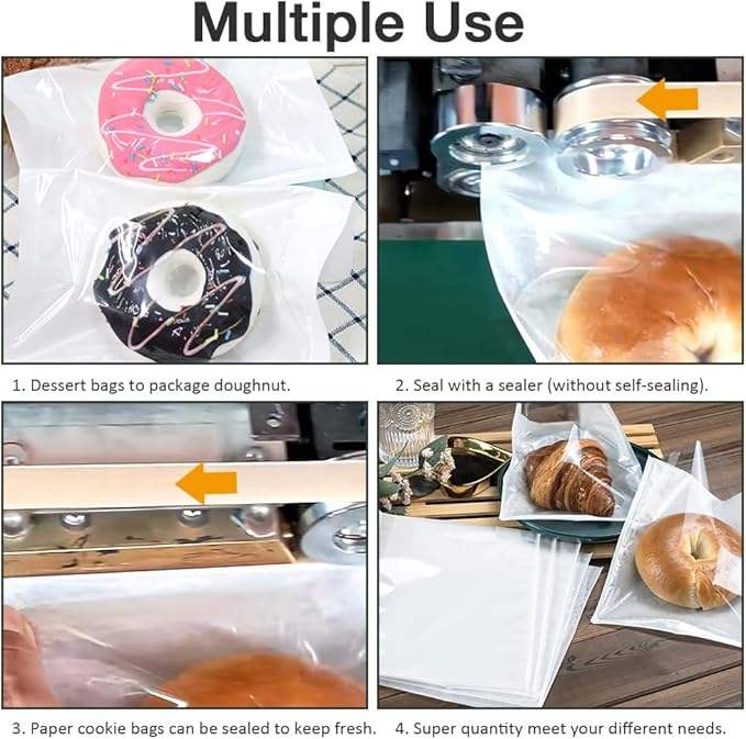 Bread Bag with Window Paper Doughnut Bag for Baked Goods Cookies Snacks Candy Sandwiches Custom Bread Bags
