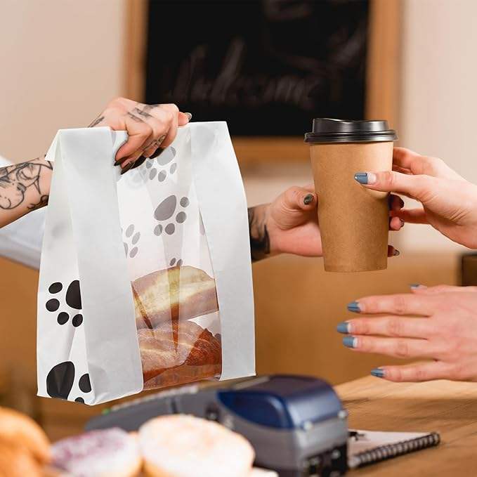 120 Large Bread Bags with Window 120 Sealable Sticker "clawed Yeast Paper Bread Bags for Baked Goods (brown) Custom Bread Bags
