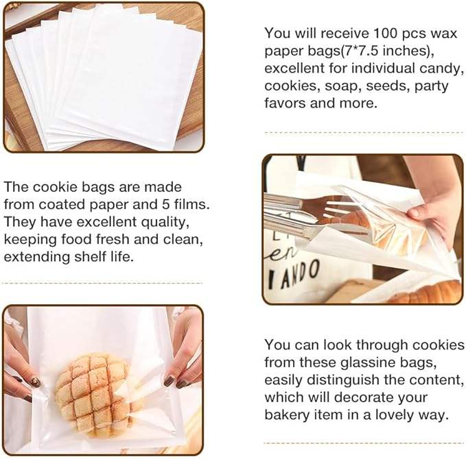 Windowed Food Paper Bag Homemade Bread Baking Bag for Cookies Snacks Custom Bread Bags