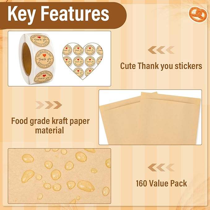 Food Grade Unbleached Biodegradable Natural Kraft Paper Bread Bag Paper for Baking Cookies and Snacks Custom Bread Bags